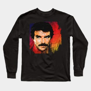 Tom Selleck-Retro Vintage 80s Aesthetic Design Long Sleeve T-Shirt